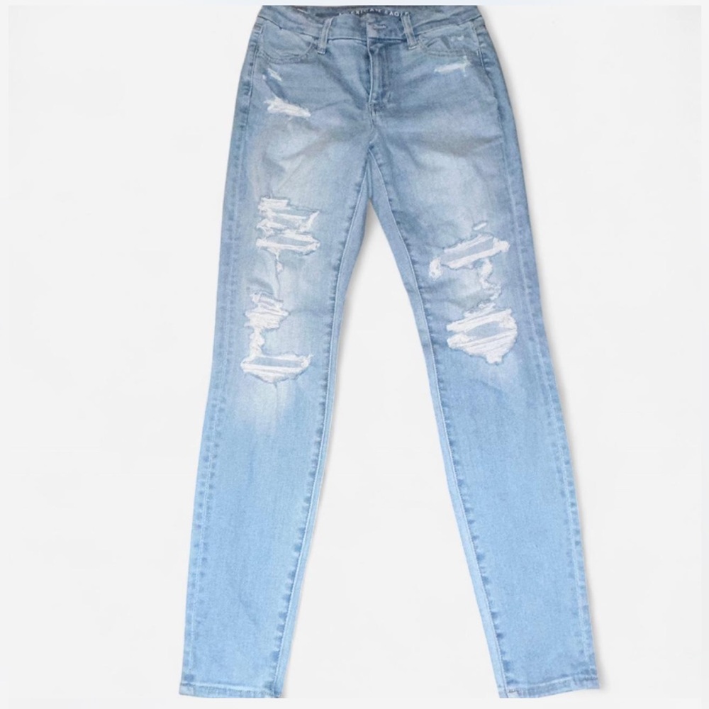American Eagle Outfitters Light Blue Ripped Skinny Jeans
